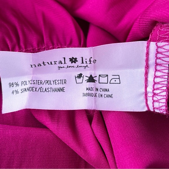Natural Life Smocked Maxi Dress Satin Fuchsia Pink Size Small Tiered - Picture 8 of 8